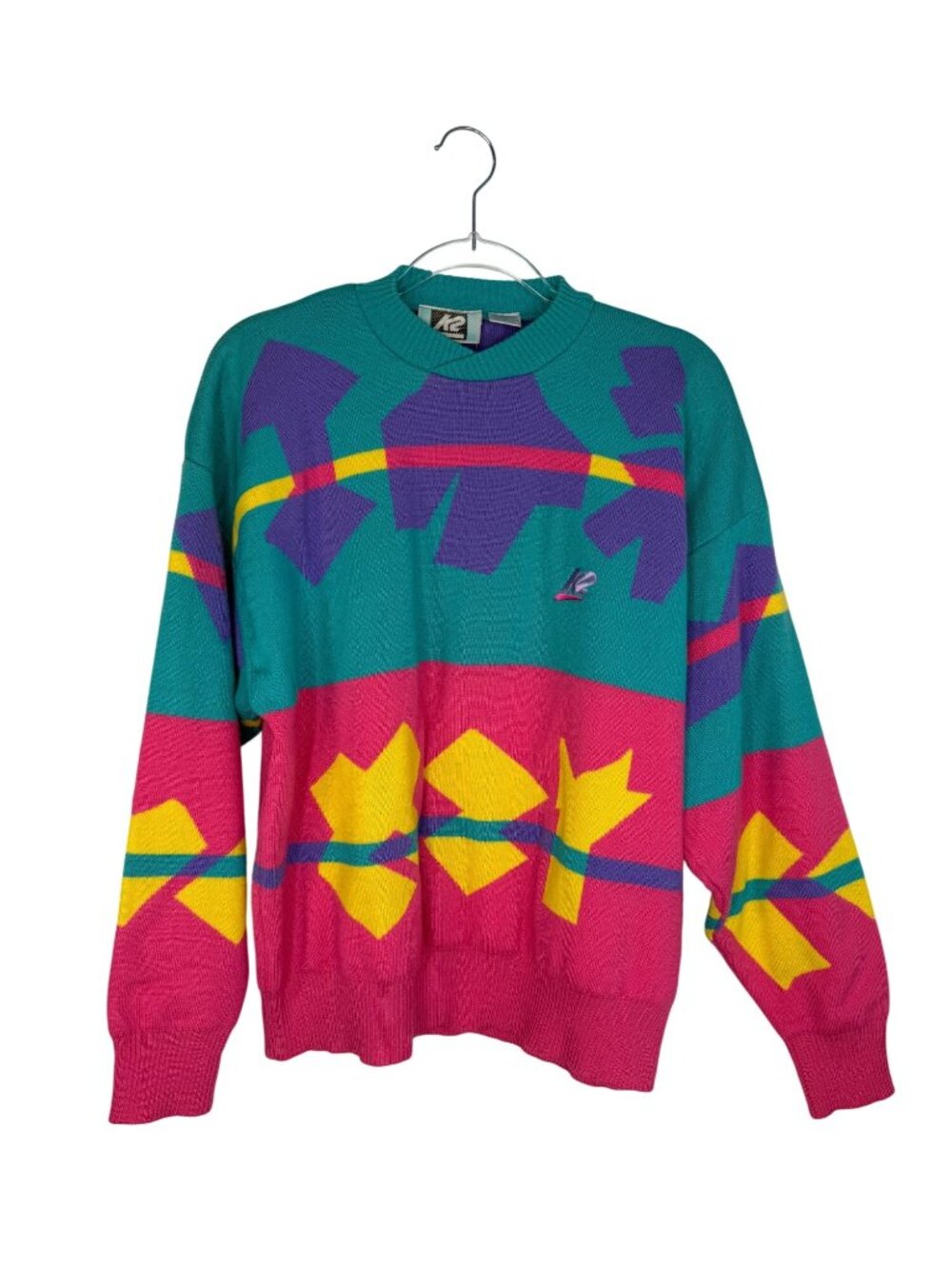 Vintage K2 Colorful Funky Wool Ski Sweater Size Small 1980s / 1990s